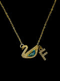 Collier cygne bleu en or