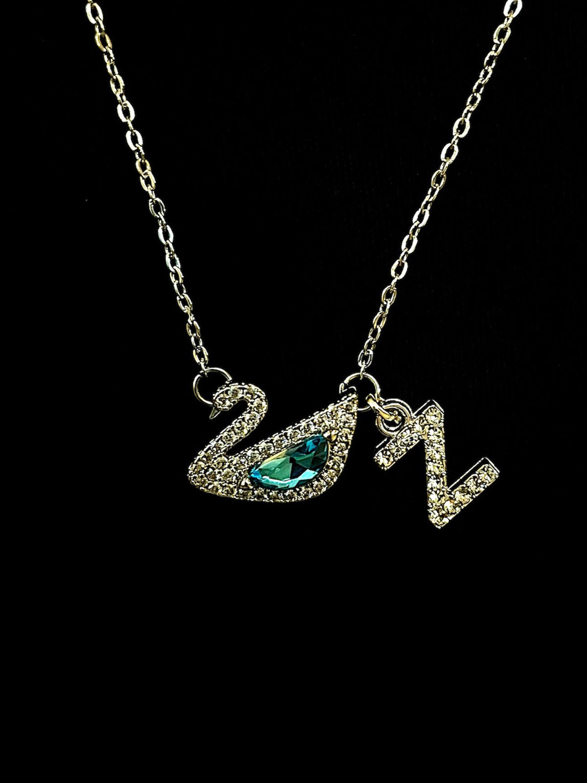 Collier cygne bleu en argent