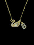 Collier cygne blanc en or
