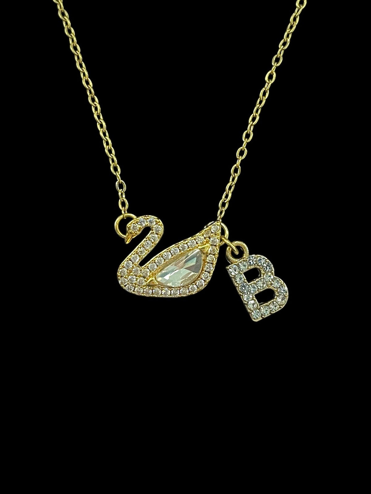 Collier cygne blanc en or
